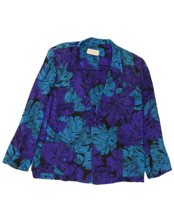 Rosanna Manzoni Dame Open Blazer Jacket IT 44 Medium Blue Floral