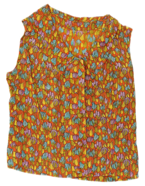 Vintage Womens Crop Shirt Bluse UK 10 Small Multicolored Floral