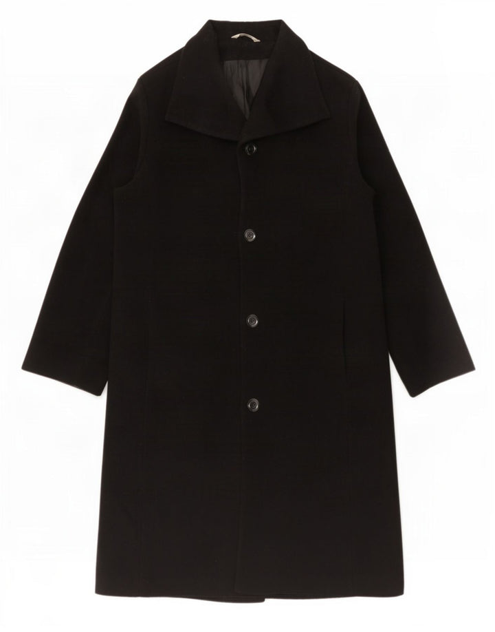 Marks & Spencer Dame Lang Overfrakke UK 18 XL Sort Ny Uld