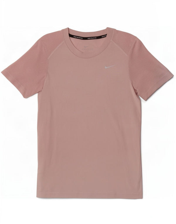 Nike Dame Dri Fit T-Shirt Top UK 10 Small Pink Polyester