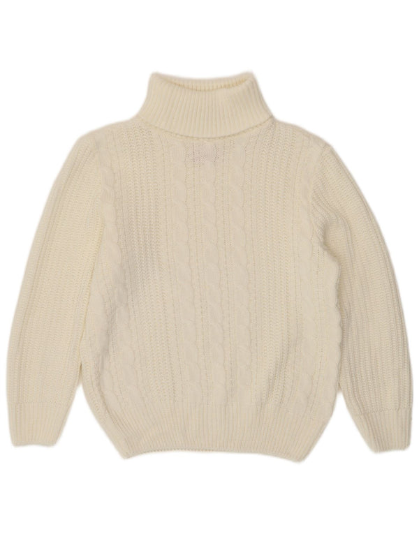 Vintage Dame Roll Neck Jumper Sweater UK 14 Large White Viscose