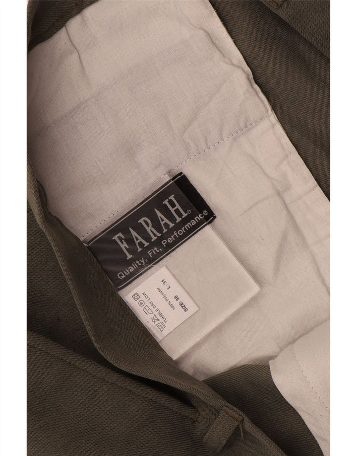 Farah Straight Casual Bukser til mænd W38 L31 Khaki Polyester