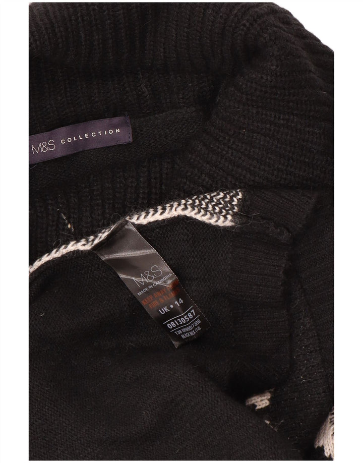 Marks & Spencer Dame Roll Neck Jumper Sweater UK 14 Medium Black Floral