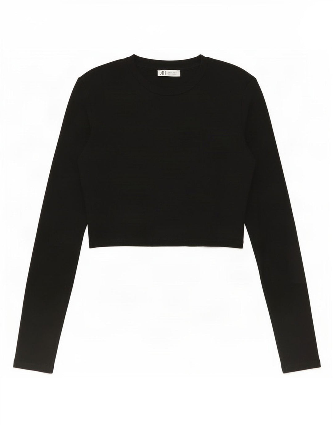 Zara Dame Crop Top Langærmet UK 12 Medium Sort