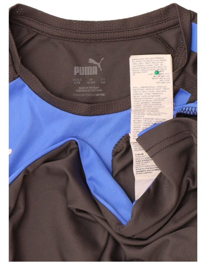 Puma Boys T-Shirt Top 13-14 år Blå Colourblock Polyester