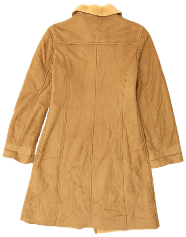 BENETTON Sherpa Overfrakke til kvinder UK 10 Small Beige Modacryl