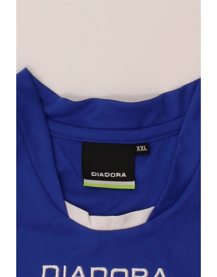 DIADORA Mens T-Shirt Top 2XL Blue Polyester Vintage Diadora and Second-Hand Diadora from Messina Hembry 