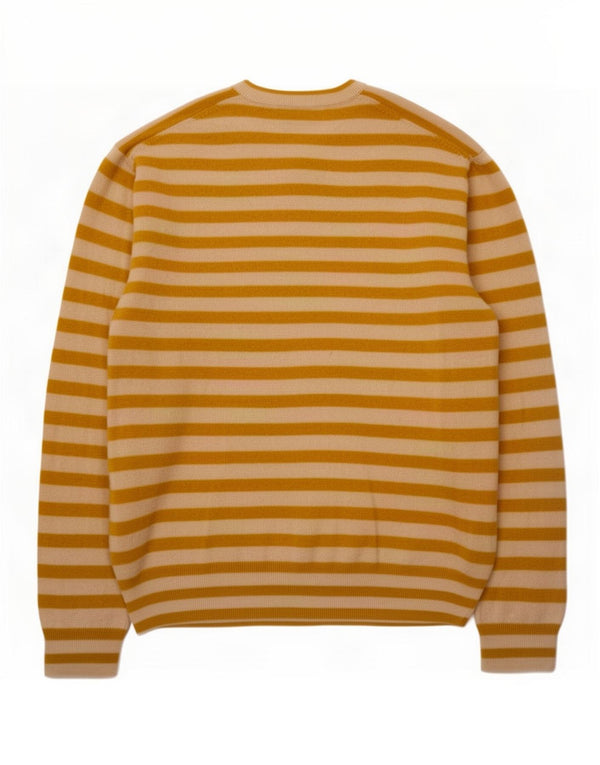 Zara sweater med rund hals til kvinder UK 14 Medium gul stribet polyamid