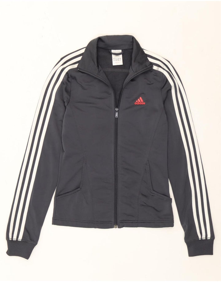 Adidas Womens Regular Fit Tracksuit Top Jacket UK 8 Small Grey Polyester