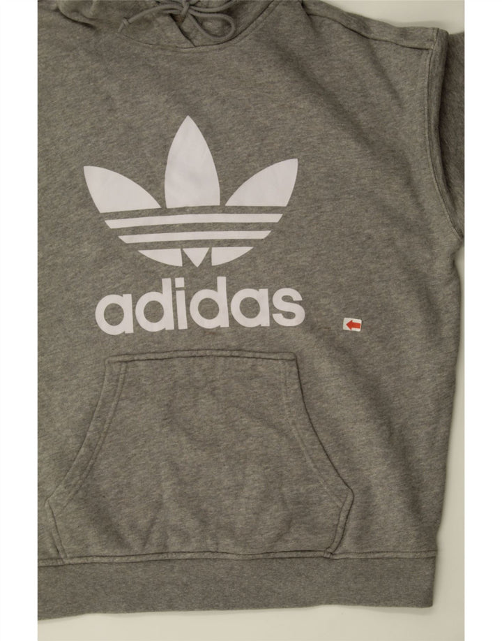 ADIDAS Mens Graphic Hoodie Jumper Medium Grey Cotton Vintage Adidas and Second-Hand Adidas from Messina Hembry 