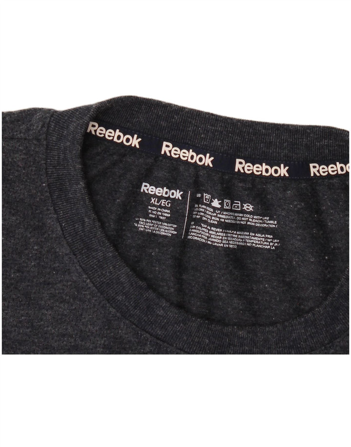 Reebok Herre T-Shirt Top XL Grå Flecked Polyester