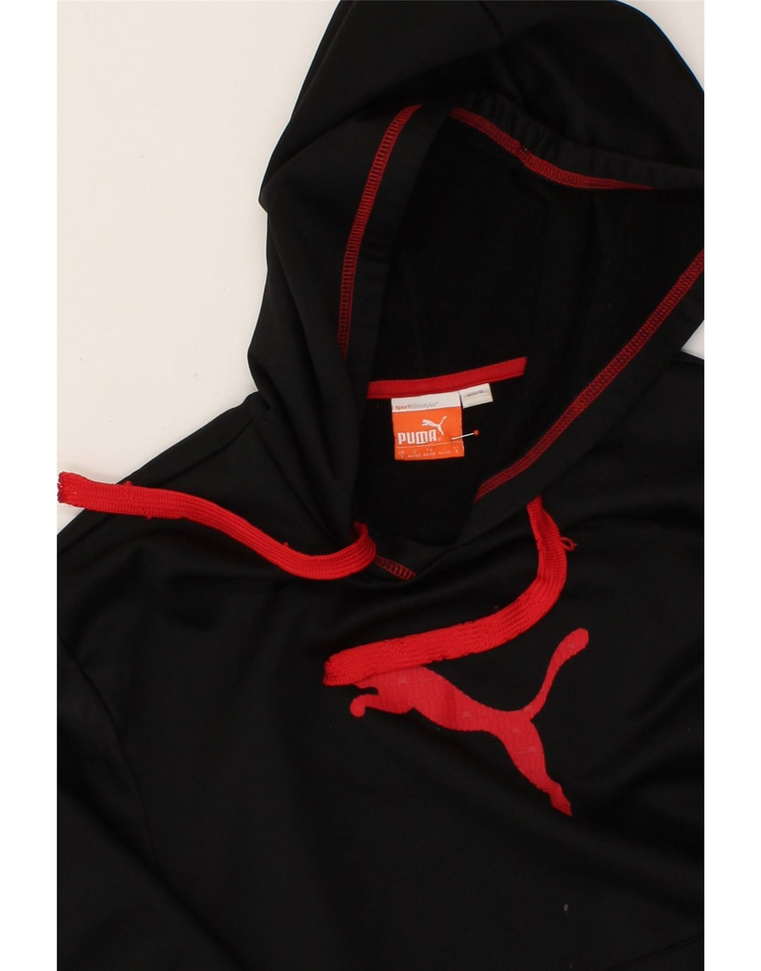 PUMA Womens Oversized Graphic Hoodie Jumper UK 10 Small Black Polyester Vintage Puma and Second-Hand Puma from Messina Hembry 