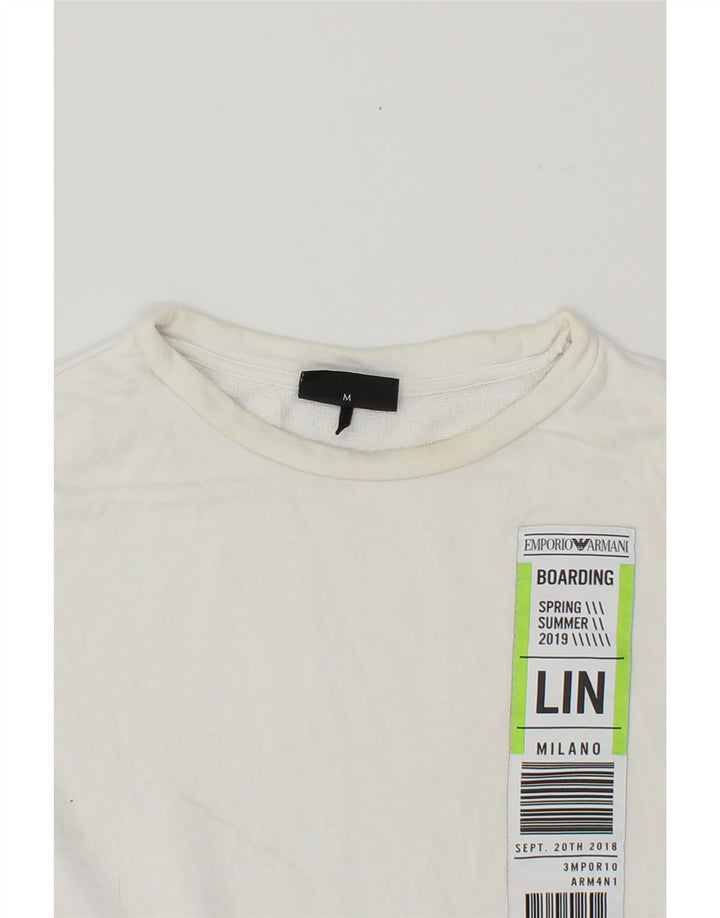 EMPORIO ARMANI Mens Sweatshirt Jumper Medium White Cotton Vintage Emporio Armani and Second-Hand Emporio Armani from Messina Hembry 