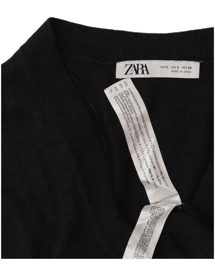 Zara Womens Longline Oversized Cardigan Sweater UK 10 Small Grå Polyester