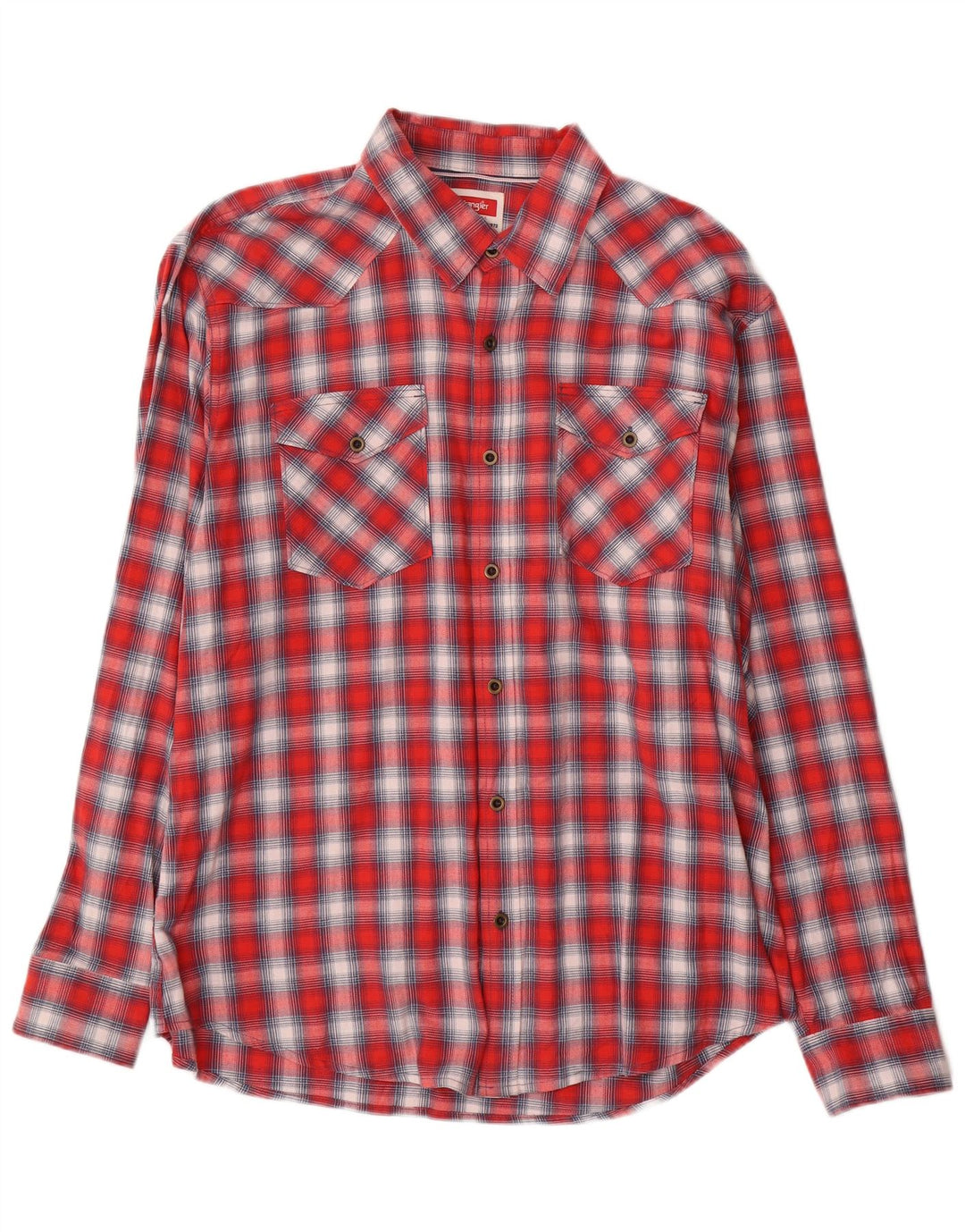 Wrangler vestlig flannelskjorte til mænd XL rød ternet bomuld