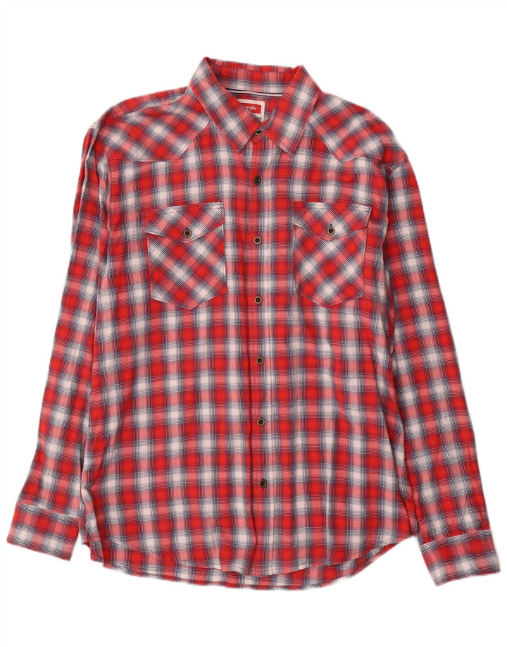 Wrangler vestlig flannelskjorte til mænd XL rød ternet bomuld