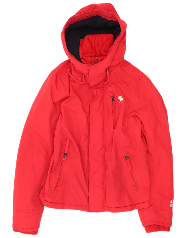 Abercrombie & Fitch Mens Hooded Windbreaker Jacket UK 40 Large Red Nylon