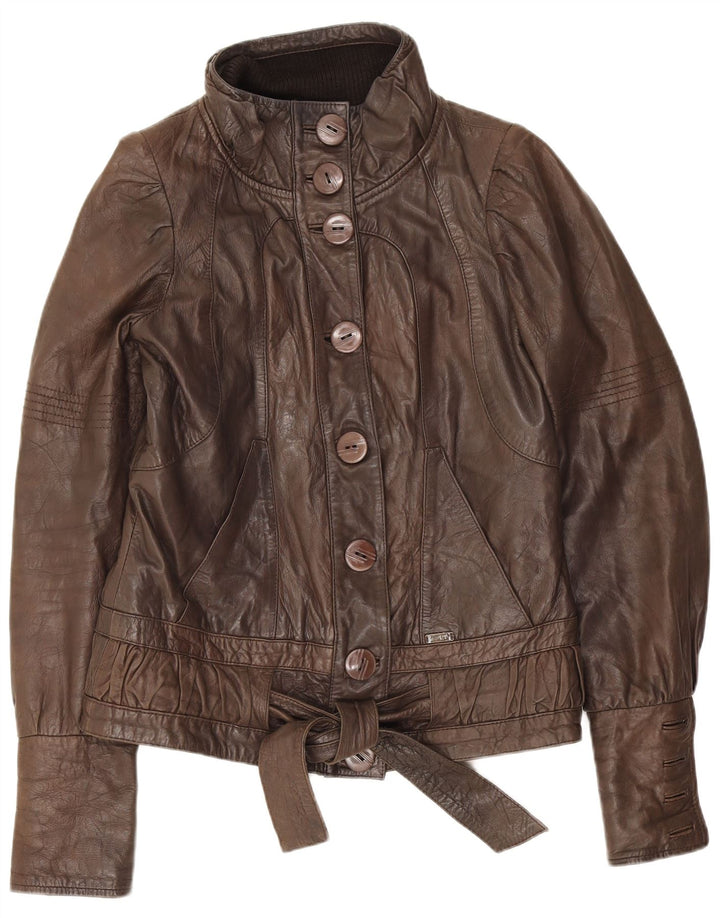 Numph Dame Læderjakke UK 8 Small Brown Classic