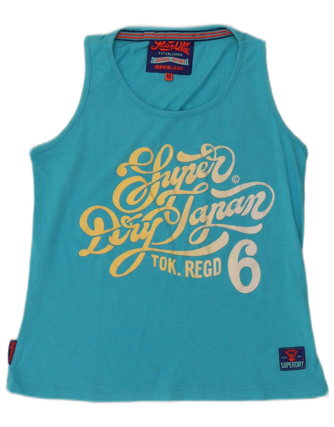 SUPERDRY Kvinder Grafisk Vest Top UK 12 Medium Blue Bomuld