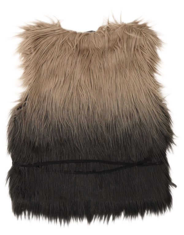 Broadway Womens Faux Fur Gilet UK 14 Medium Grey Colourblock Modacryl