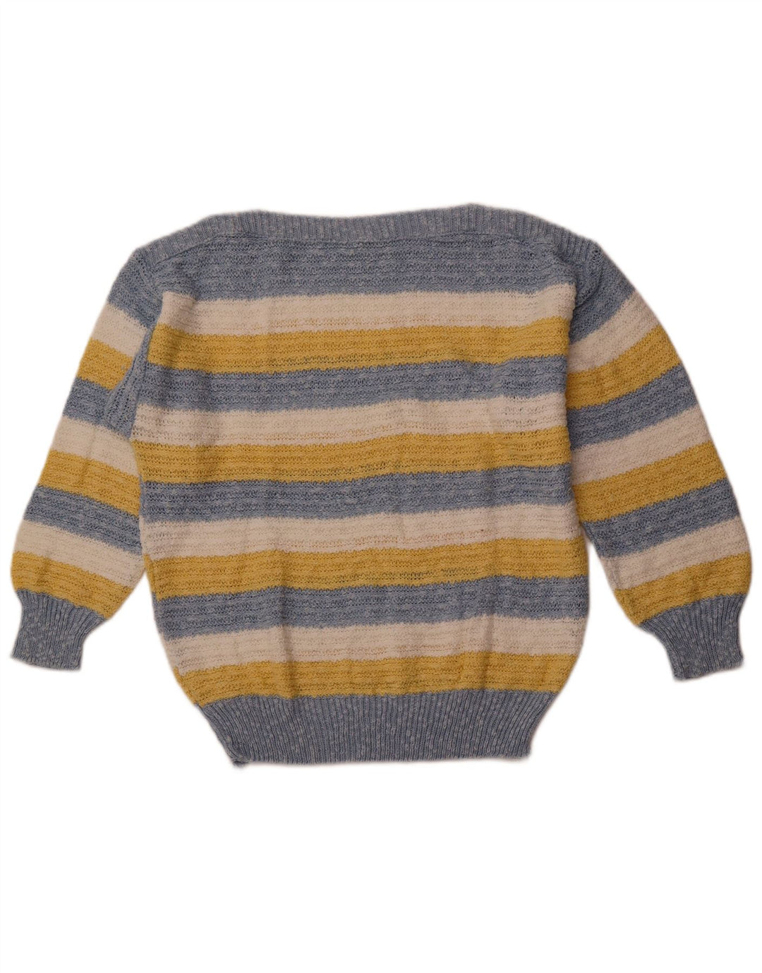 VINTAGE Dame Boat Neck Sweater IT 42 Mellem blå stribet bomuld