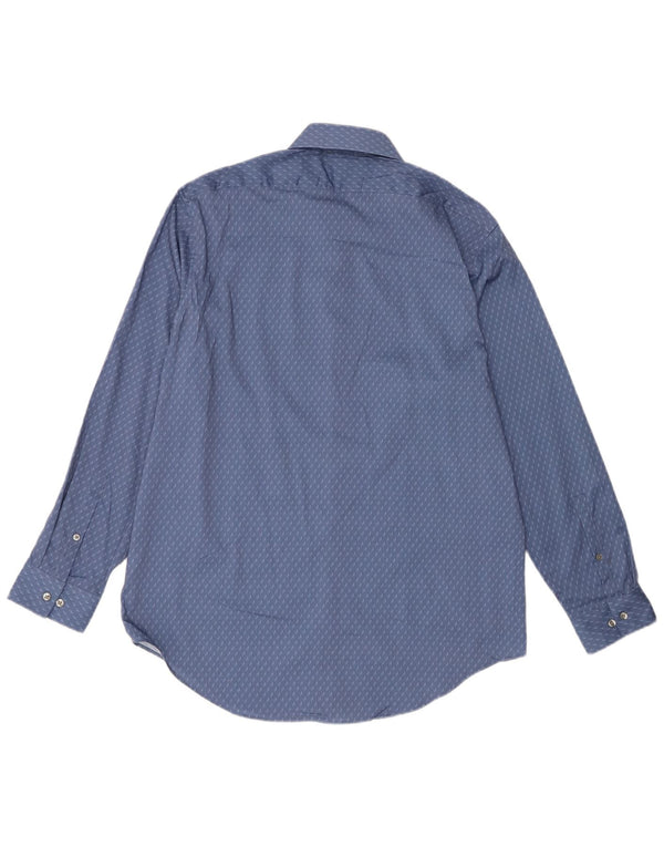 Calvin Klein Herre Slim Fit Skjorte Størrelse 16 1/2 Stor Blå Geometrisk Polyester