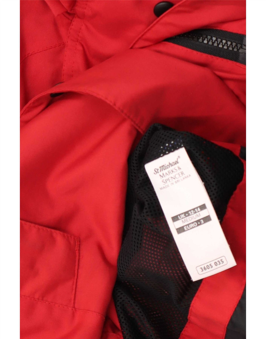 Marks & Spencer Dame Oversized Regnfrakke UK 12/14 Medium Rød Polyester