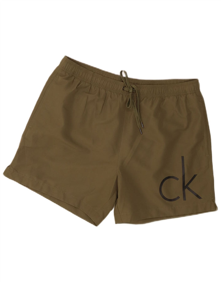 Calvin Klein Herre grafiske badeshorts Stor Khaki Polyester