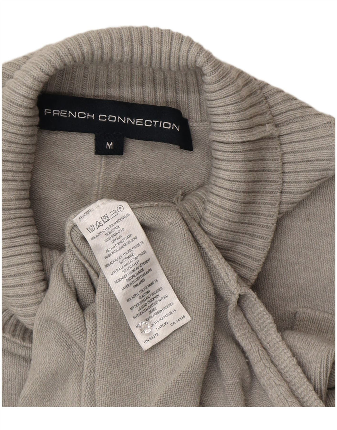 French Connection Dame Turtle Neck Jumper Sweater UK 14 Medium Grey
