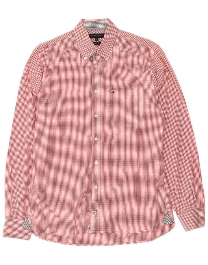 Tommy Hilfiger Herre Custom Fit skjorte Lille rød Gingham Bomuld