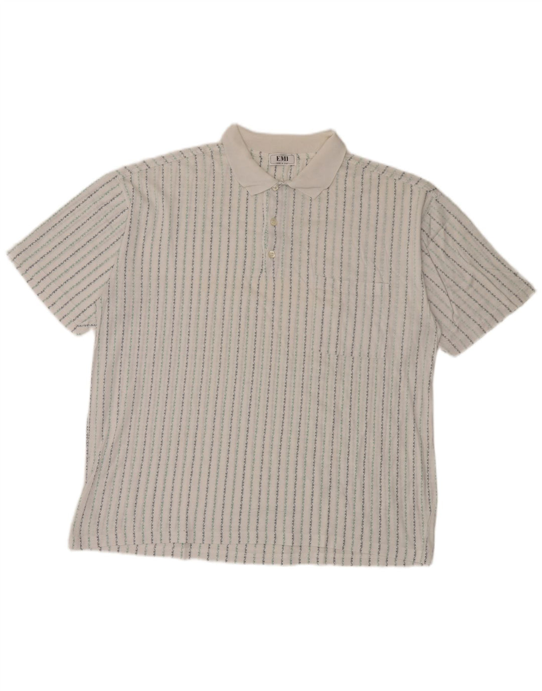 Vintage herre poloshirt XL hvid stribet