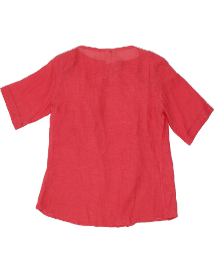 VINTAGE Womens Blouse Top IT 42 Medium Pink Linen Vintage Vintage and Second-Hand Vintage from Messina Hembry 
