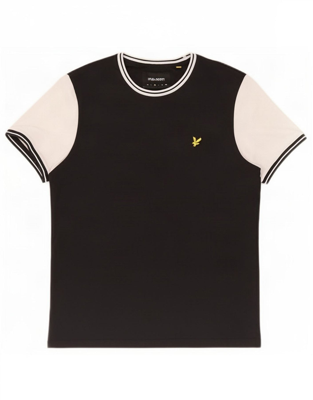 Lyle & Scott Herre T-shirt Top Medium Sort Colourblock Bomuld