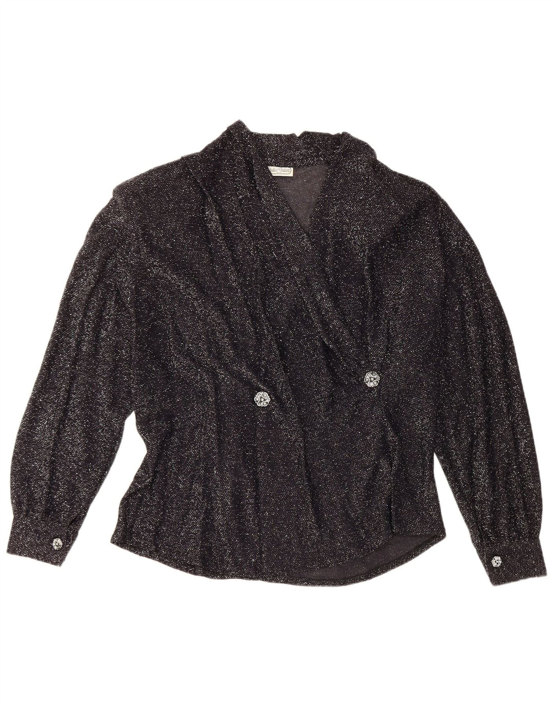 Giulia Galanti Dame Langærmet Bluse Top UK 14 Medium Sort Flecked