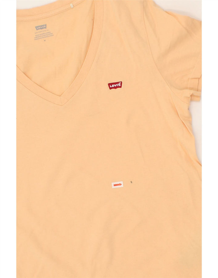 LEVI'S Womens T-Shirt Top UK 12 Medium Orange Cotton Vintage Levi's and Second-Hand Levi's from Messina Hembry 