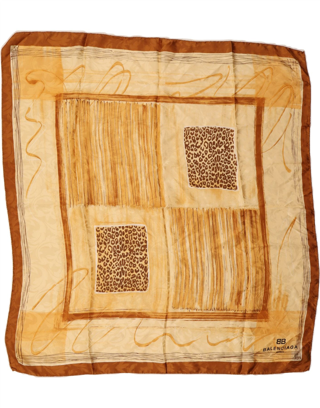BALENCIAGA Womens Square Scarf One Size L34 Yellow Geometric Silk Vintage Balenciaga and Second-Hand Balenciaga from Messina Hembry 