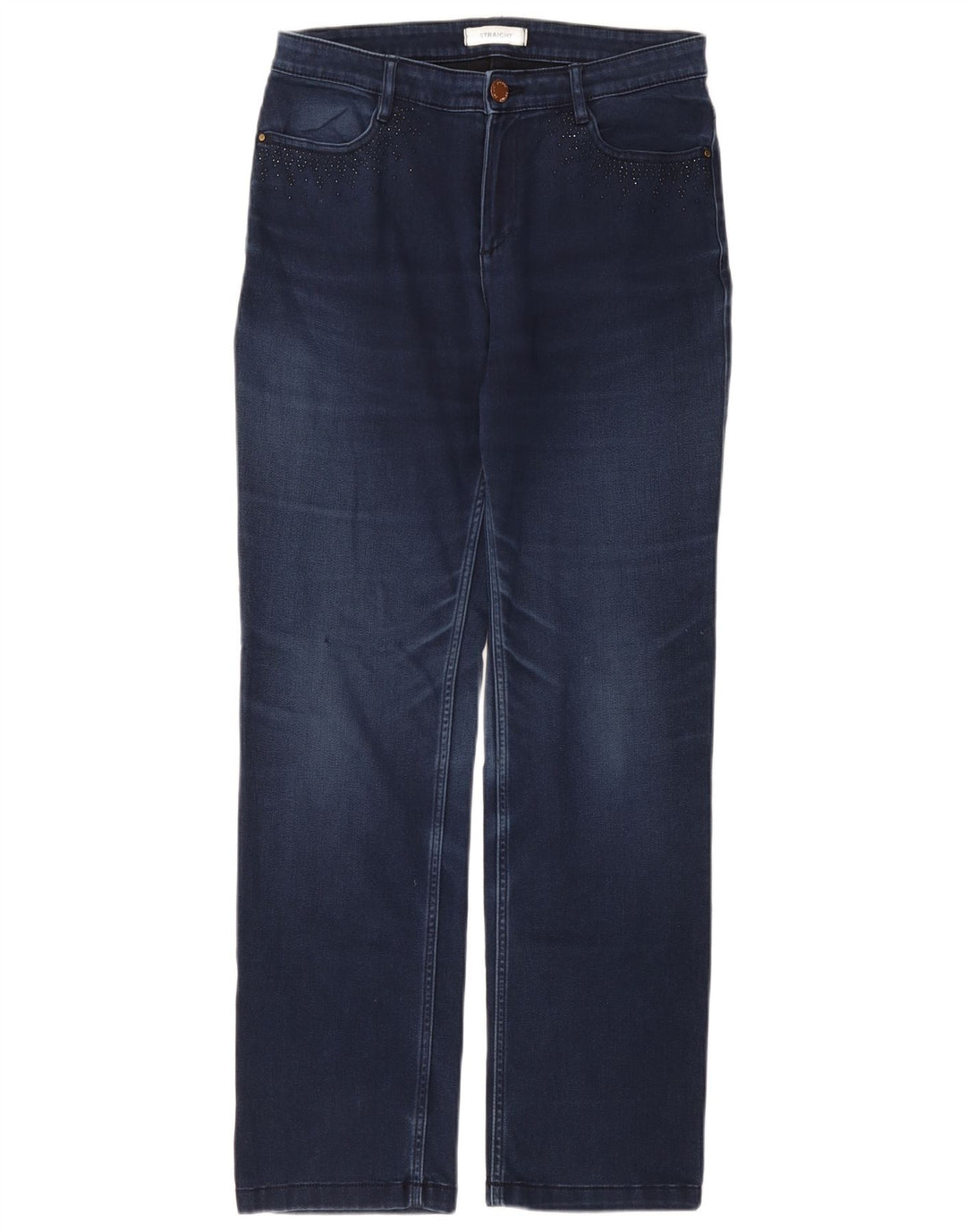 Marks & Spencer Dame Straight Jeans UK 12 Medium W30 L30 Blå Bomuld