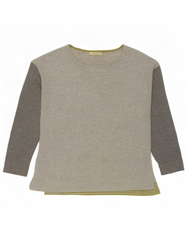White Stuff Dame Boat Neck Jumper Sweater UK 12 Medium Grey Colourblock