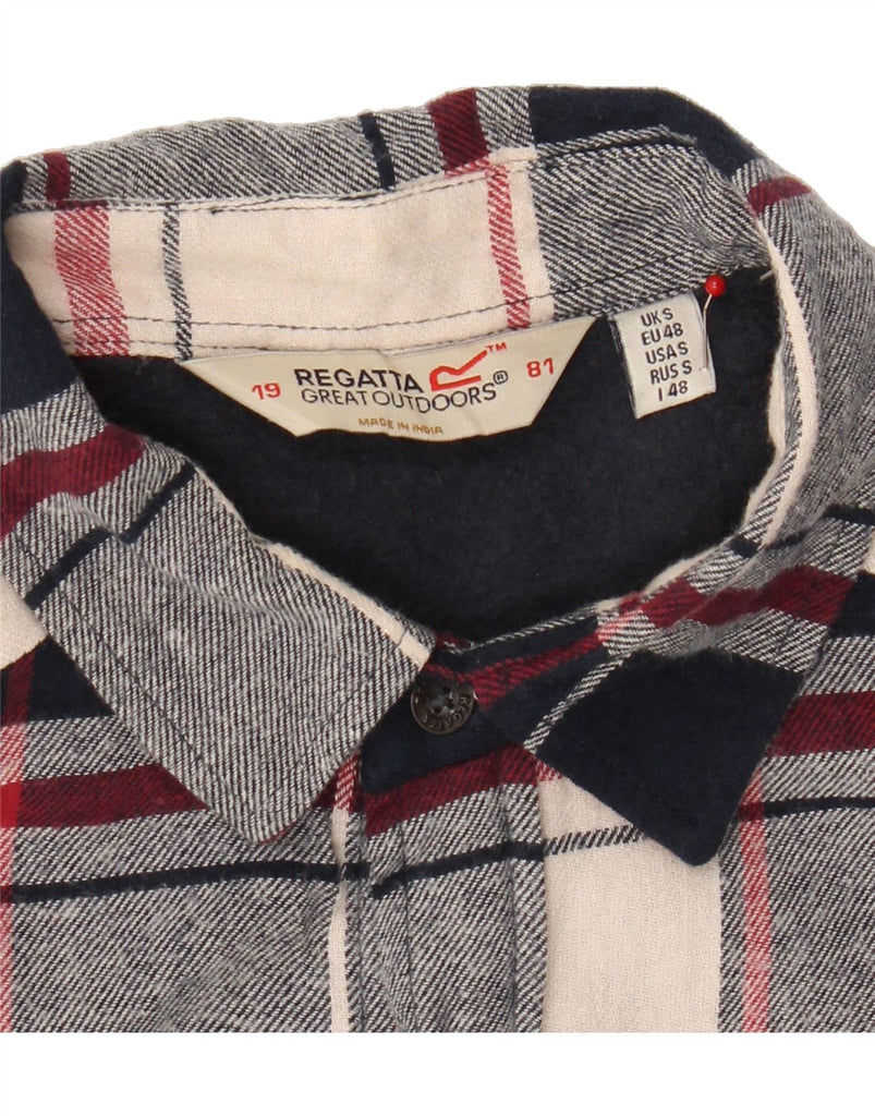 REGATTA Mens Flannel Shirt Small Navy Blue Check Cotton Vintage Regatta and Second-Hand Regatta from Messina Hembry 