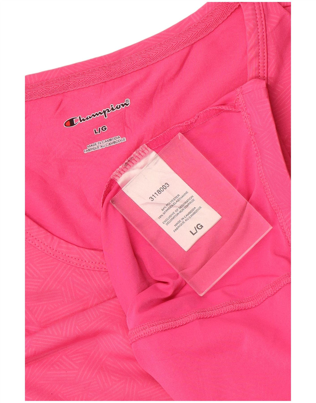 Champion Dame T-Shirt Top UK 16 Large Pink Geometrisk Polyester Sports