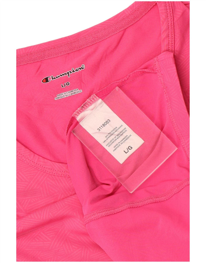 Champion Dame T-Shirt Top UK 16 Large Pink Geometrisk Polyester Sports