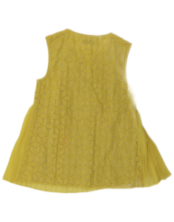 Max & Co. Dame ærmeløs bluse Top UK 10 Small Yellow Floral