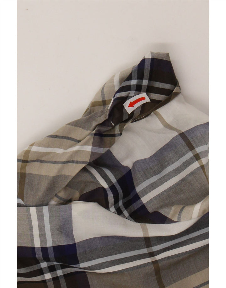 HENRY COTTONS Womens Short Sleeve Shirt IT 44 Medium Khaki Check Cotton