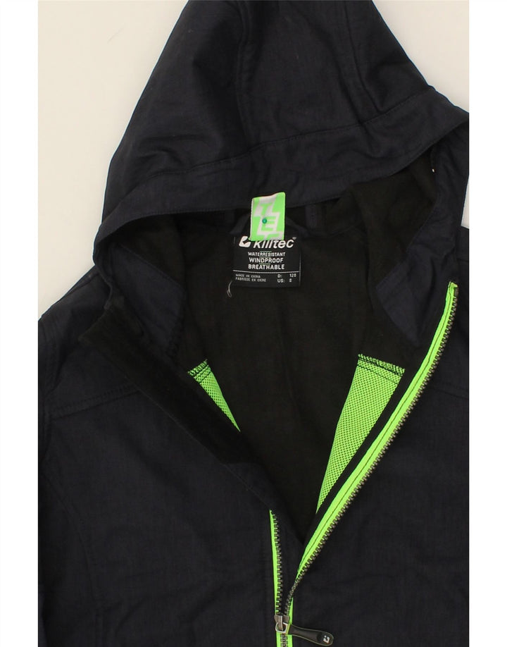 KILLTEC Boys Hooded Windbreaker Jacket 7-8 Years Navy Blue Polyester Vintage Killtec and Second-Hand Killtec from Messina Hembry 