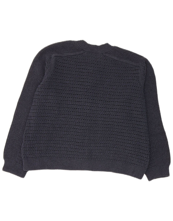 Marks & Spencer Dame Crop Cardigan Sweater UK 16 Large Navy Blue Cotton