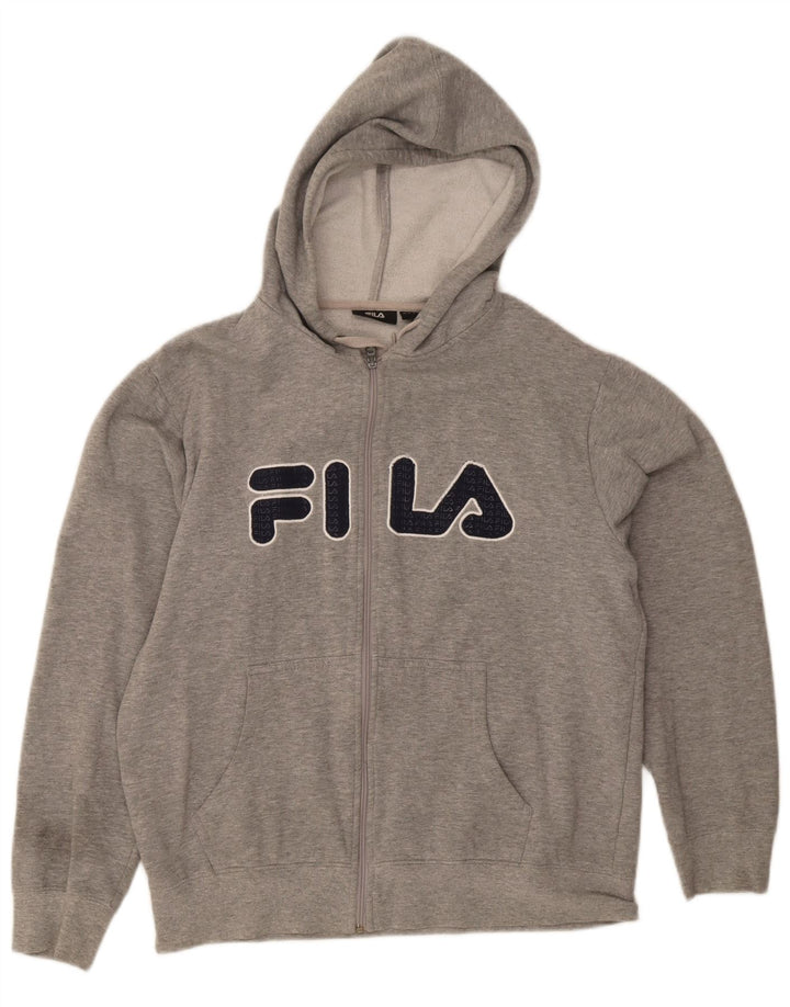 Fila Herre grafisk hættetrøje med lynlås mellemgrå