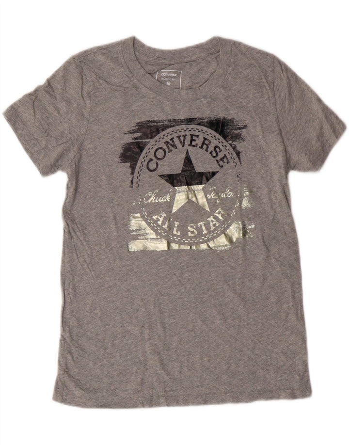 Converse Grafisk T-shirt top til kvinder UK 12 Mellemgrå bomuld