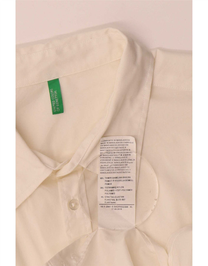 Benetton Herreskjorte XL Hvid Bomuld