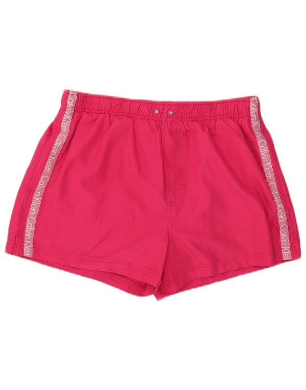 Calvin Klein Grafiske svømmeshorts til kvinder UK 14 Large Pink Colourblock