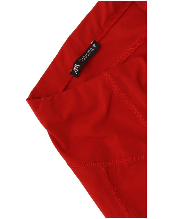 Zara Dame Stigbøjle Leggings UK 8 Small Red